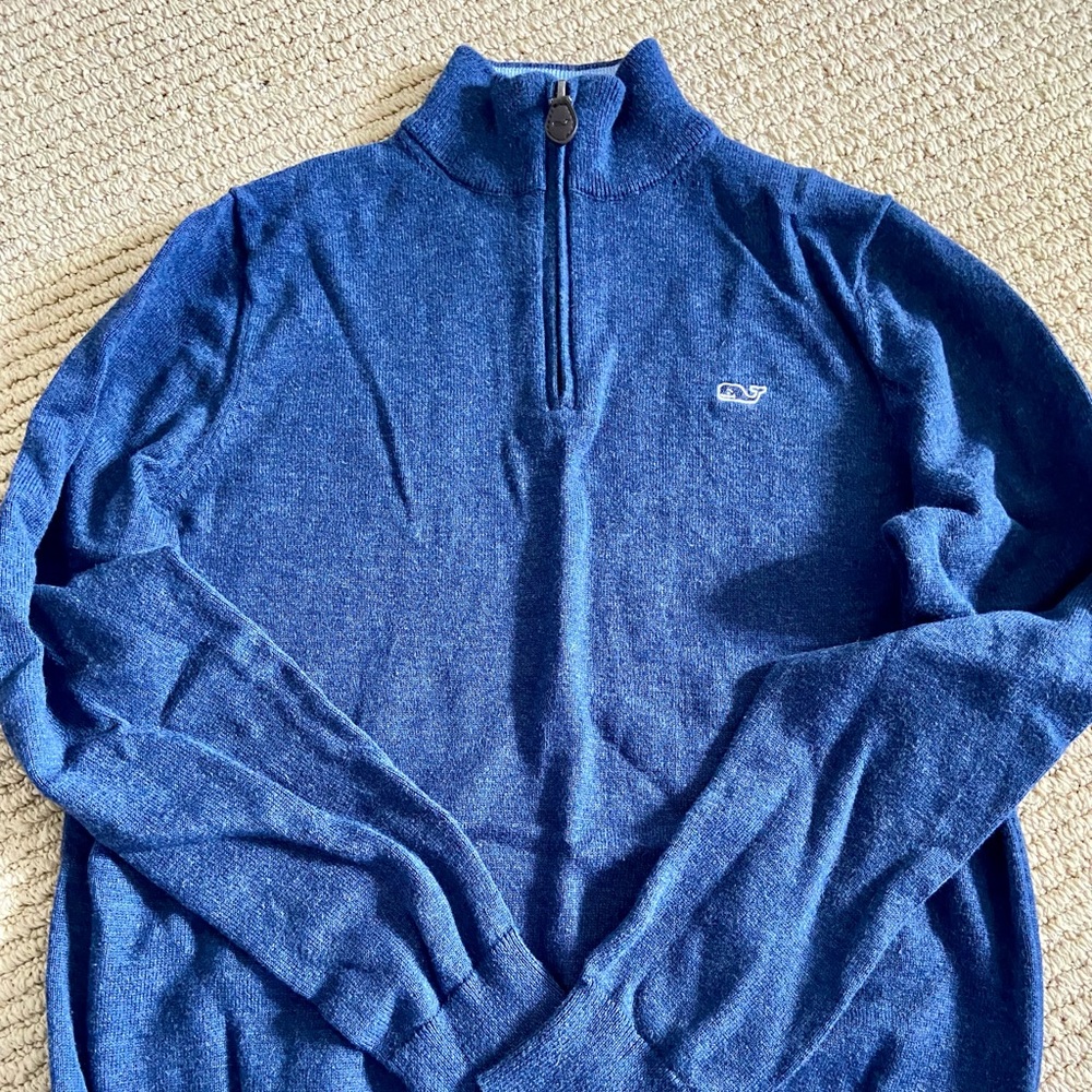 Vineyard Vines Quarter Zip Navy Cotton Sweater M
